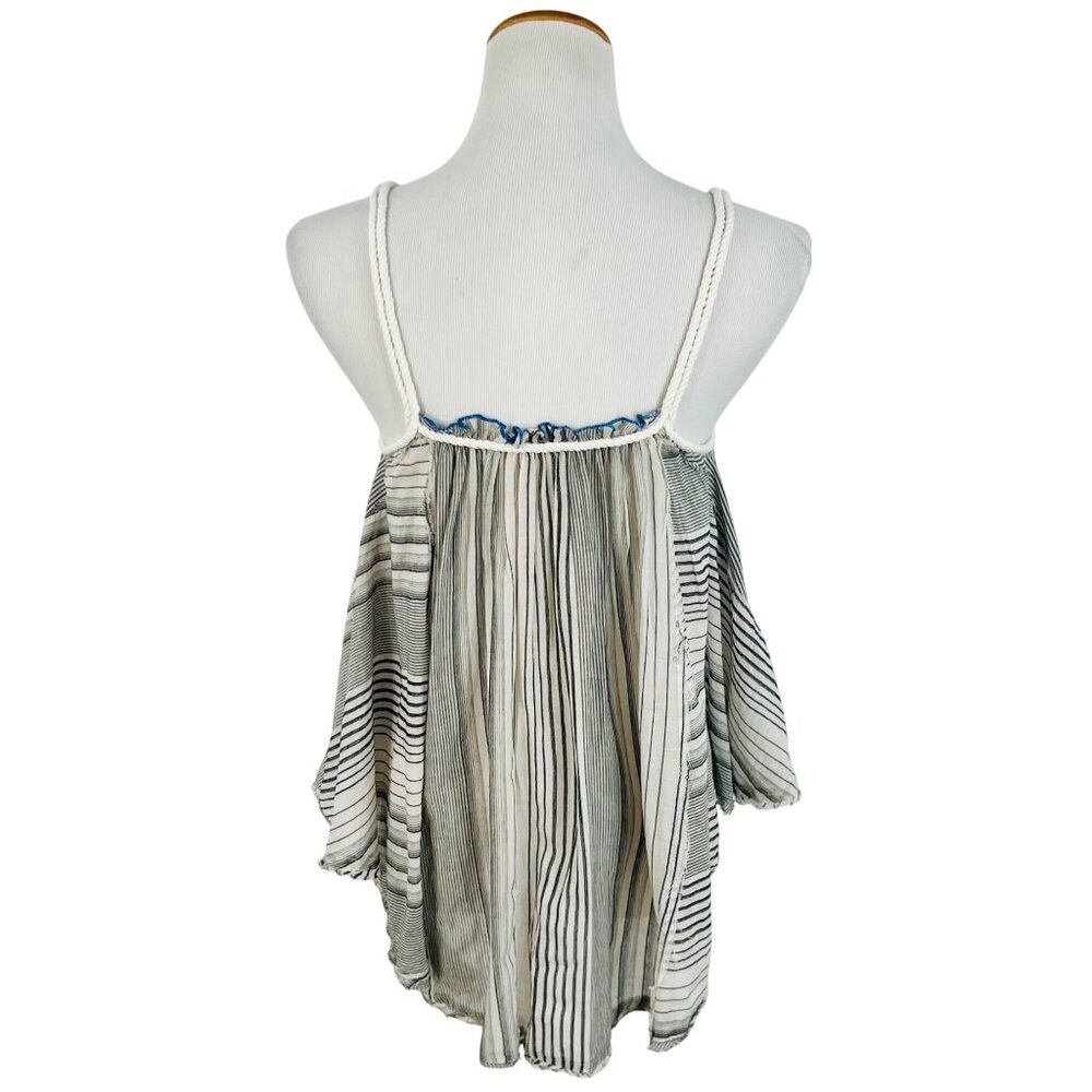 NWT Free People Striped Crochet Trim Sleeveless Top | Coastal Grandma Boho Indie - Picture 8 of 16